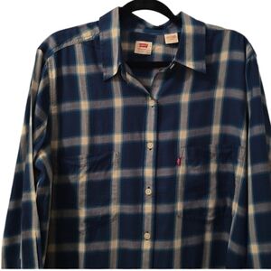 LEVI'S BRAND MEN'S SIGNATURE LONG SLEEVE FRONT BUTTON PLAID SHIRT SIZE LARGE